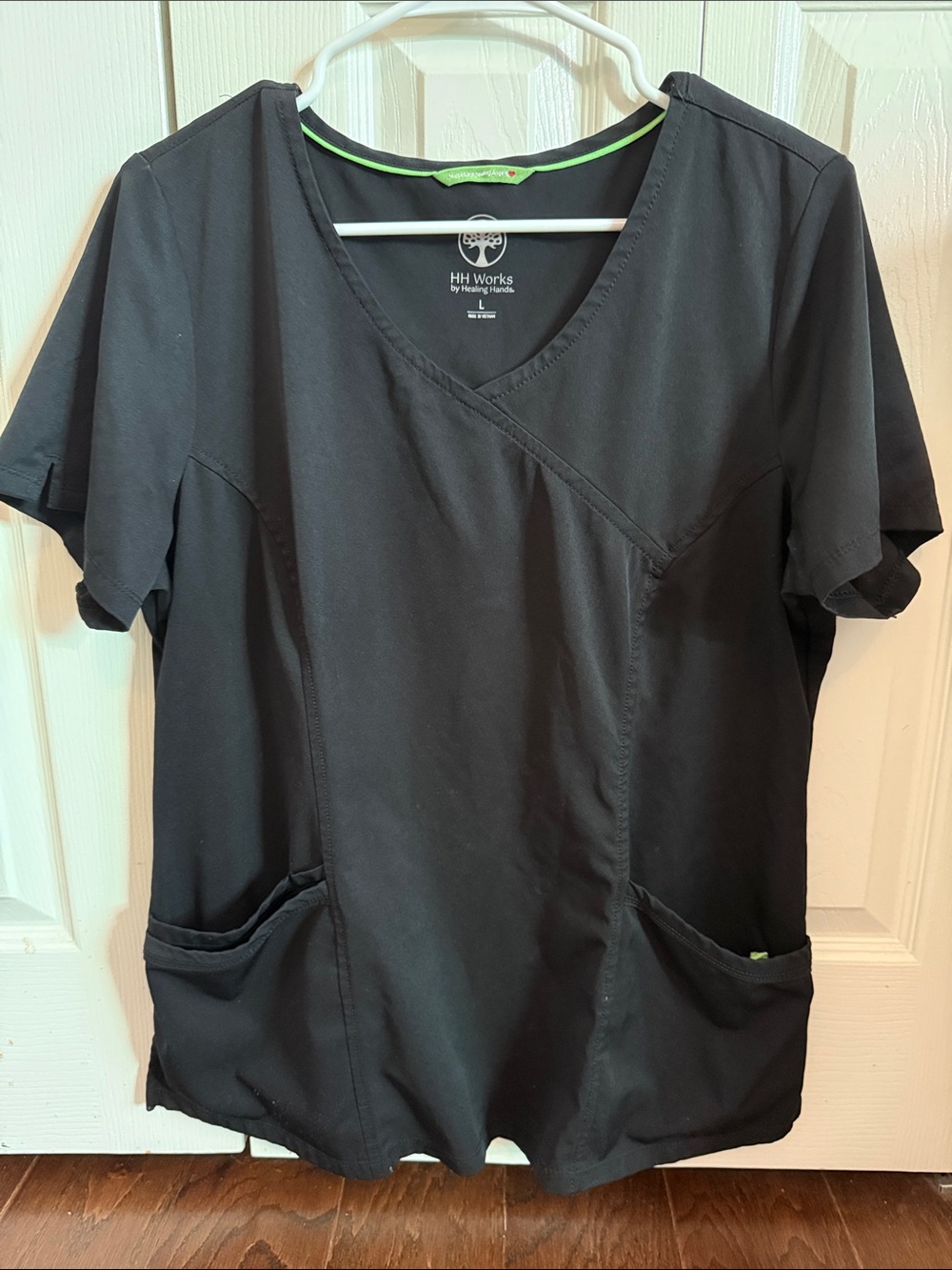 Women's Black V-Neck Scrub Top